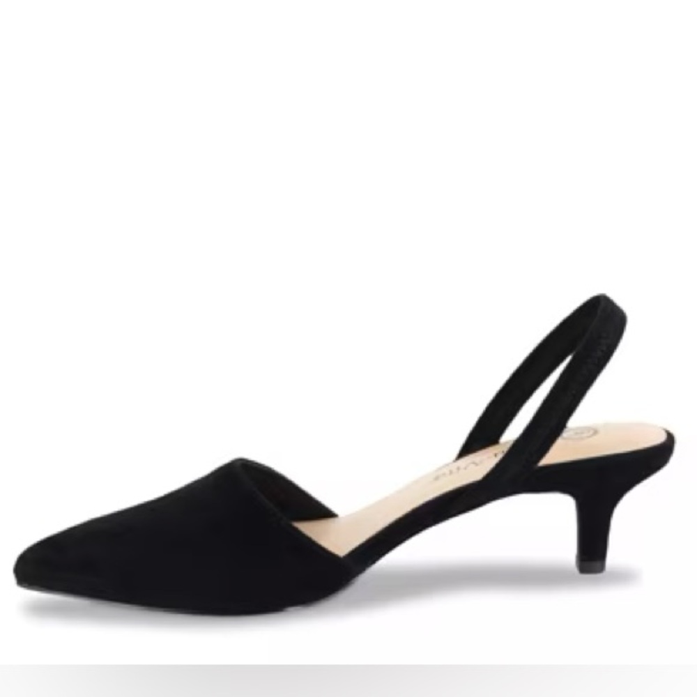 Bella vita black real suede Sarah slingback trending pumps kitten heel nib 7.5 W